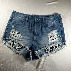 H&M Mickey Mouse High Waist Distress Cutoff Jean Shorts WDW DL Magic Kingdom